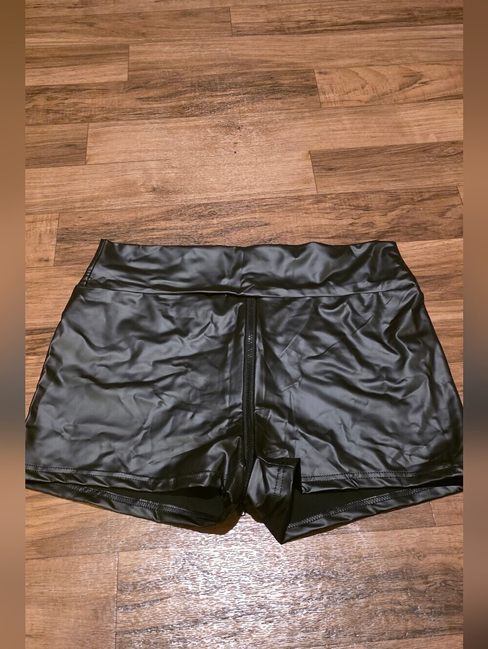 Black Women's Faux Leather High-Waist Shorts